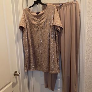 Gold sequins blouse and pant set